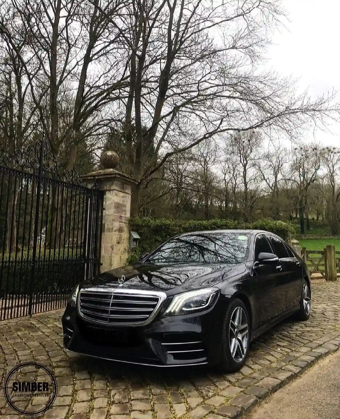 imber chauffeur driven vehicele in English countryside.