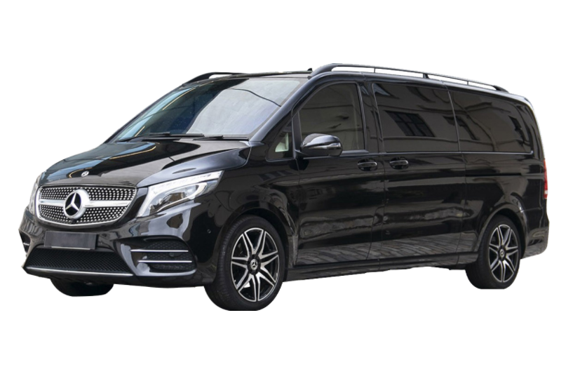 Faded borderless image of a Mercedes V class, coming in focus on hover.